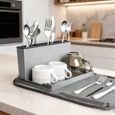 Rack De Secagem De Pratos De Cozinha Tapete De Drenagem De Plástico Resistente Com Design De Grade Para Uso Em Bancada E