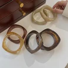 Pulseira De Acrílico  , Larga Irregular Com Manchas Boêmias , Anel De Mão Retrô Estilo Europeu Americano