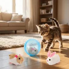 Brinquedo Interativo Para Gatos  , Bola Transparente Perseguição De Com Animais De Pelúcia Embutido , Plástico