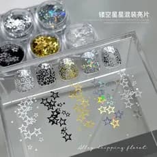 Oco estrela de cinco pontas acessórios de Manicure misturado estrela estroboscópica lantejoulas decoração de unhas pacot