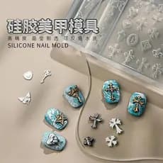 Alta transparência corvo cruz manicure molde diy ferramenta de escultura de unhas estilo ins manicure molde de Silicone