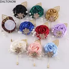 Flor De Peito DALTONOW , Acessórios De Noivo E Padrinhos De Pérola Falsa Rosa , Broche De Casamento Elegante Com Lapela