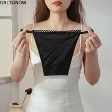 DALTONOW Peito Enrolado Com Inserção Sem Alças , Top De Tubo Antirreflexo De Renda De Malha De Camada Dupla , Roupa Ínti