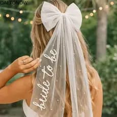 Véu De Noiva DALTONOW , Laço De Tule , Fita De Pérola , Casamento Retrô Simples E Elegante