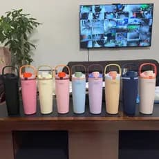 30oz Garrafa De Água Isolada Palha Parede Dupla Copo Térmico A Vácuo À Prova De Vazamento Bebida Quente/Fria Para Ginási
