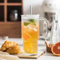 Copo De Água De Vidro Vertical De Grande Capacidade De 26 Onças Com Tampa E Canudo , Caneca Moderna Para Bebidas Quentes