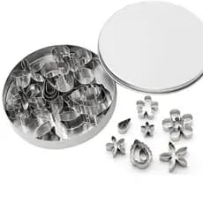 YYS 12 Peças De Aço Inoxidável Em Forma De Flor Pequena Moldes Para Biscoitos Cortador De Perfeito Decorações E Bolos DI