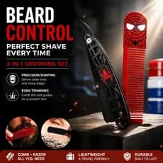 Kit De Preparação De Barba-Conjunto De 2 Peças De Navalha Reta E Pente De Aço Inoxidável , Barbeador De Rotação 330 Para