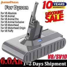 Para Aspirador De Pó Portátil Absoluto Dyson V8 Bateria SV10 21.6V 6000mAh Substituição