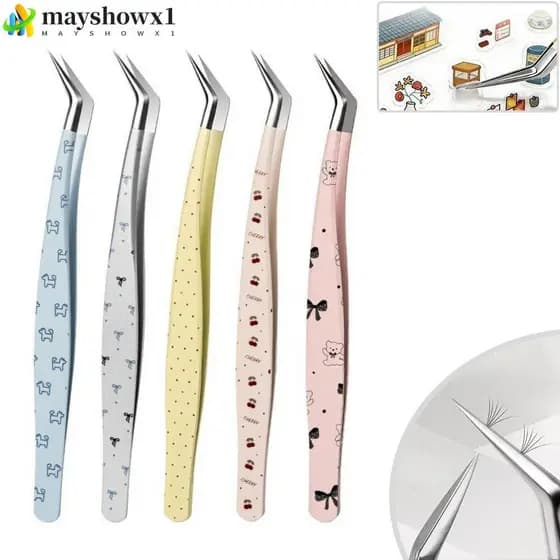 Pinça De Adesivos Curvos MAYSHOWX1 , Cílios Postiços De Aço Inoxidável De Alta Precisão , Antiestática
