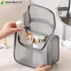 MAYSHOWX1 Bolsa De Maquiagem , Higiene Pessoal Multifuncional De Malha De Nylon Armazenamento De Cosméticos De Grande Ca