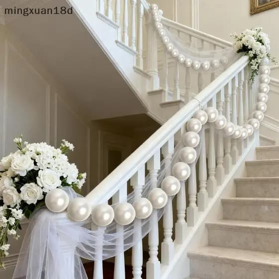 ming Cenário De Casamento De Pérola Branca DIY : Guirlanda De Contas Com Pingente De Bola E Estatueta [COD]