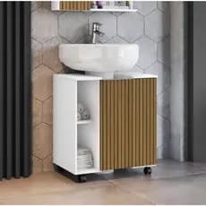 ** QUEIMA DE ESTOQUE ** PEQUIN - GABINETE DE COLUNA BANHEIRO COM ARMÁRIO - CORES: BRANCO, BRANCO COM RIPADO E  PISTACHE