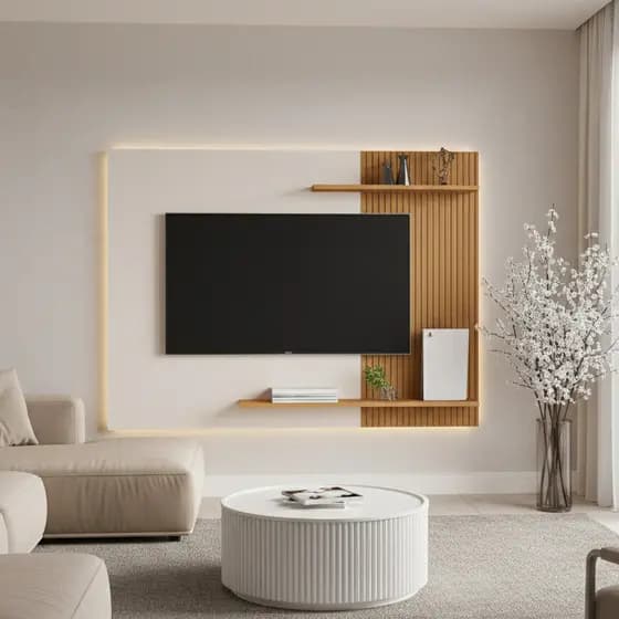 Painel Suspenso Mênfis Para TV até 50 Polegadas Com Prateleiras Para Sala ou Quarto – Cores