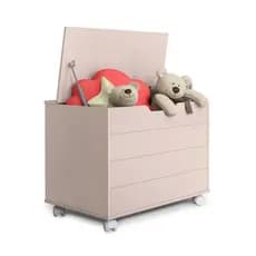 Baú Caixa de Brinquedos Infantil Toys Com Tampa e Rodízios - Várias Cores