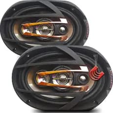 Kit Falantes 6x9 polegadas Tampão Porta Malas Quadriaxial Bocas Medios 300w Hurricane Platino QR69