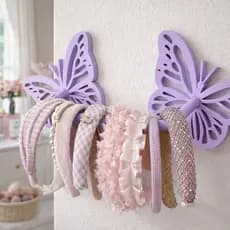 Suporte Porta Tiara Borboleta Expositor de Arco Infantil Decora e Organiza com fita dupla face
