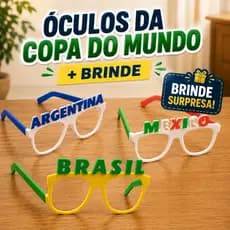 Óculos Temático + Brinde especial Copa do Mundo Brasil Argentina México Decoração Fantasia Festa