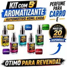 Kit 5 Cheirinho de Carro 40ML Spray Aromatizante Perfume Longa Duração