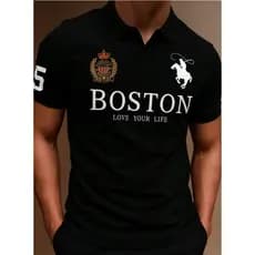 Camisa Polo Masculina Boston Malha Piquet de Algodão Premium Luxo Manga Curta