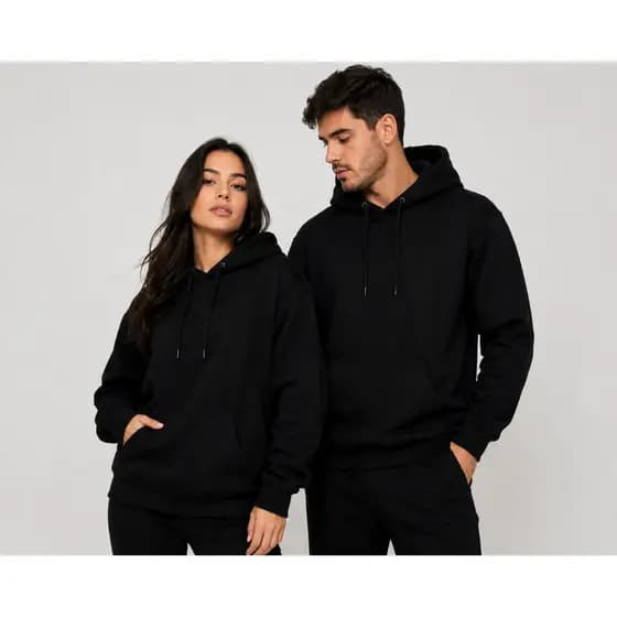 Moletom Unissex Frio Inverno Algodão Preto Liso Flanelado