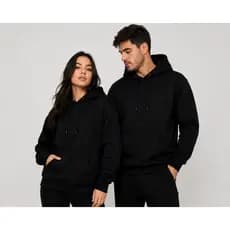Moletom Unissex Frio Inverno Algodão Preto Liso Flanelado