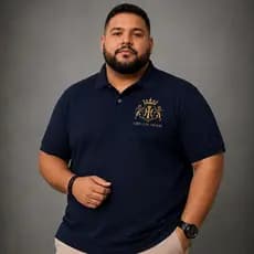 Camisa Polo Plus Size de Manga Curta Masculina Brasao Casual Camiseta Premium Alto Padrao Puro Luxo