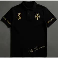 Camiseta Polo Masculina Preta Premium Número 10 Dourado Estilo Luxo Streetweer Futebol Casual Moda Masculina