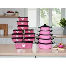 CONJUNTO DE PANELAS 5 PEÇAS + 10 POTES DECORADOS DA MINNIE