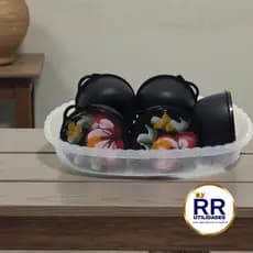 CONJUNTO DE POTES MULTIUSO PINTADOS À MÃO +BANDEJA