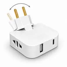 Adaptador Benjamin Pino Tomada Articulado 180° USB Tipo C Bivolt Dobrável