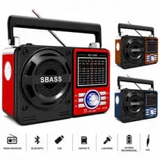 Rádio Retro Caixa de Som Bluetooth Lanterna Portátil FM AM USB SD Recarregável Pilha