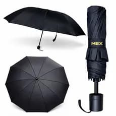 Guarda Chuva Grande Reforçado Contra Vento Sombrinha Unissex Preto com Proteção UV para Sol