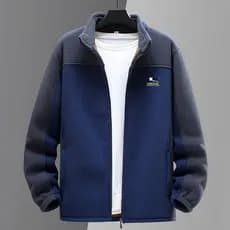 Jaqueta Masculina de Fleece, Forrada com Fleece Espesso, à Prova de Vento, Jaqueta Quente de Inverno para Homens