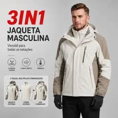Jaqueta Masculina 3 em 1 para Montanhismo Outono Inverno, Impermeável, Corta-Vento, com Capuz, Forrada de Lã, Quente, pa