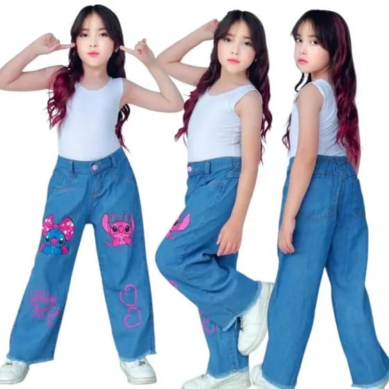 Calça Jeans Wide Leg Infantil Feminina – Tamanhos 2 a 10 Anos – Conforto e Estilo para Meninas