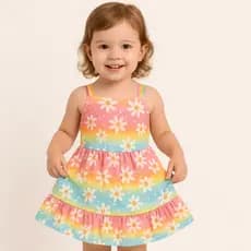 Vestido Infantil Menina Verão Estampado Rodado | Confortável Leve 1 a 4 anos (Estampa Sortida)