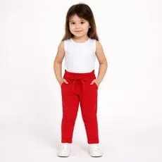 Calça Jogger Infantil Menina | Cintura Alta com Ajuste por Amarração | Várias Cores | 1 a 8 Anos