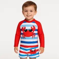 Kit Praia Infantil Masculino UV50+ Camisa Manga Longa + Sunga