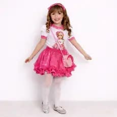 kit 4 Peças | Conjunto Infantil Menina Festa Luxo| Blusa + Saia Renda + Bolsa + Tiara