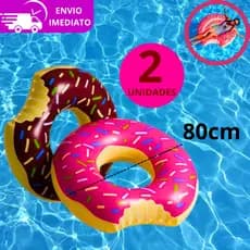 Kit 02 Unidades De Bóia Inflável Donut Rosquinha Grande 80cm Praia Piscina Adulto Infantil Diversão Verão Criança