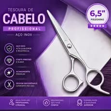 Tesoura de Cabelo 6,5" Polegadas Aço Inox Profissional Grande Corte Preciso Salão Barbearia
