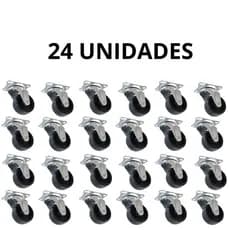Kit 24 Peças Rodinha Para Moveis Rodizio Giratorio Antiruido Resistente Altas Cargas Nao Risca