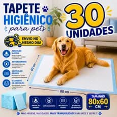 Tapete Higiênico 80x60 30 Unidades Cachorro e Gato Super Absorção Antivazamento Não Vaza Pet