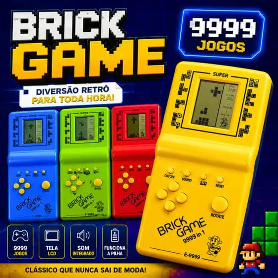 ENVIO IMEDIATO Mini Game 9999 jogos Brick Game Portátil Retrô Classico Tela LCD com Som integrado