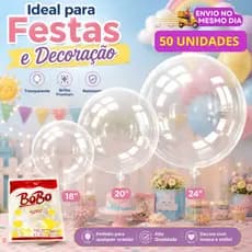Kit 50 Bexigas Transparente Bubble Balloon Festa Decoração Premium 18 20 24 Polegadas Premium