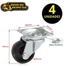 Kit 4 Peças Rodinha Para Moveis Rodizio Giratorio Antiruido Resistente Altas Cargas Nao Risca