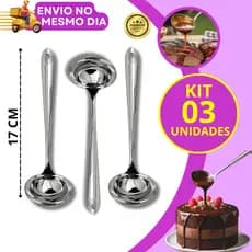 KIT 2 3 ou 5 Mini Concha Aço Inox Molheira 17cm Colher para Caldas Molhos Brigadeiro Premium Servir Mesa Posta Buffet