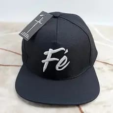 Boné Fé Aba Reta Snapback Fechamento Pinos de Plástico