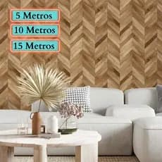 Papel de Parede 3d Adesivo Autocolante Decorativo 5 Metros Sala Quarto Taco Amadeirado